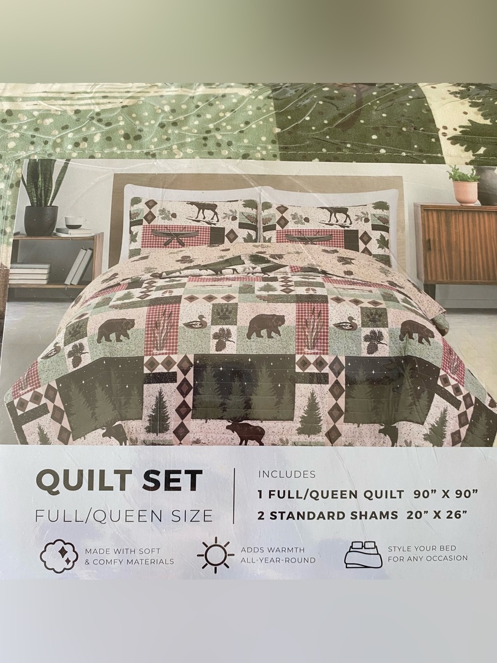 Madelinen Wilder Lodge Reversible Quilt And 2 Sham Set Size FULL/QUEEN New